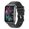 ET650 Smart Watch med kropstemperatur, sundhedsmåler og Bluetooth-opkald - læder- og silikonerem